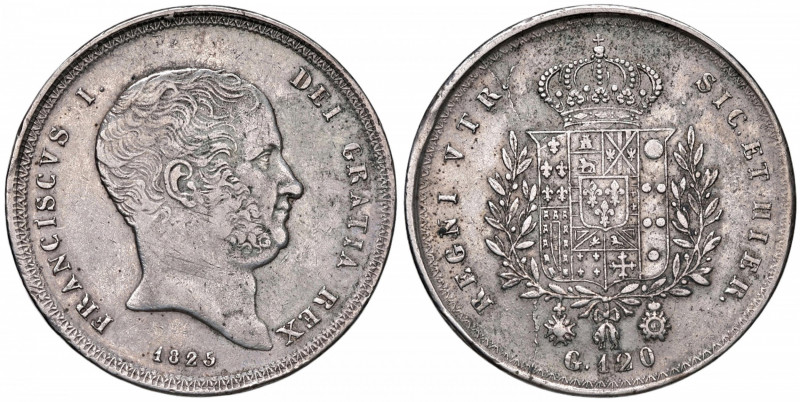 NAPOLI Francesco I (1825-1830) Piastra 1825 - Magliocca 467 AG (g 27,40) Colpo a...