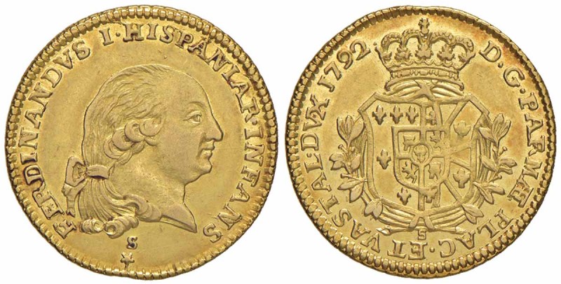 PARMA Ferdinando di Borbone (1765-1802) Doppia 1792 - MIR 1064/8 AU (g 7,00)