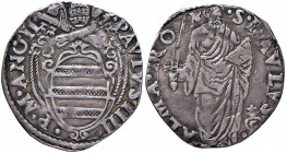 Paolo IV (1555-1559) Giulio A. II - Munt. 16 AG (g 2,65) Tosato