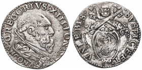 Gregorio XIII (1572-1585) Ancona - Testone - AG (g 9,49) Qualche deposito e graffietti al D/