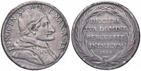 Innocenzo XI (1676-1689) Piastra 1684 A. IX - Munt. 30 AG (g 30,94) Da montatura
