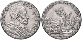 Innocenzo XII (1691-1700) Piastra 1698 A. VIII - Munt. 19 AG (g 31,72) R Screpolature al D/. Da montatura, fondi ripassati