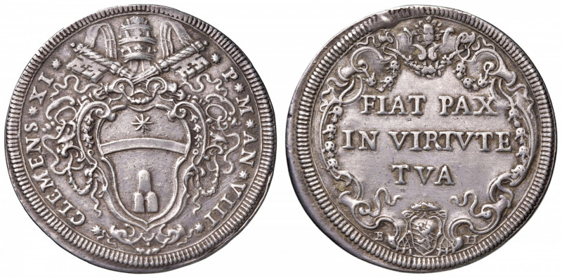 Clemente XI (1700-1721) Mezza piastra A. VIII - Munt. 54 AG (g 15,85) Appiccagno...