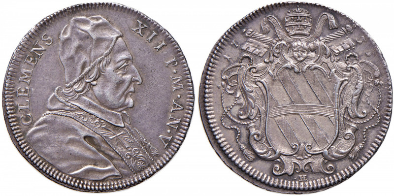 Clemente XII (1730-1740) Testone 1735 A. V - Munt. 58 AG (g 8,42) Lievissime str...