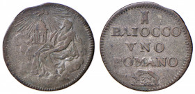 Clemente XIII (1758-1769) Baiocco - Munt. 33 AG (g 9,37) Moneta anonima emessa nel periodo di papa Clemente XIII