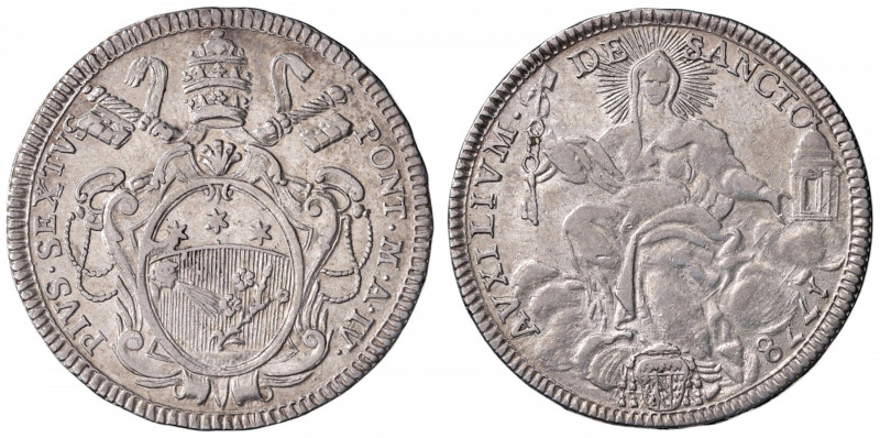 Pio VI (1775-1799) Mezzo scudo 1778 A. IV - Munt. 24 AG (g 13,14)