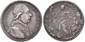 Pio VI (1775-1799) Quinto di scudo 1780 A. VII - Munt. 39a AG (g 5,29)
