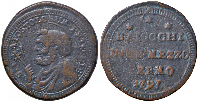 Pio VI (1774-1799) Fermo - Sampietrino 1797 - Munt. 322a CU (g 14,60)