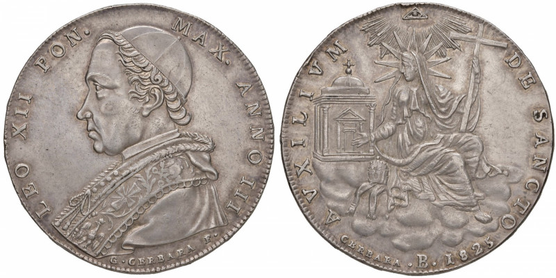 Leone XII (1823-1829) Bologna - Scudo 1825 A. III - Nomisma 319 AG (g 26,40)