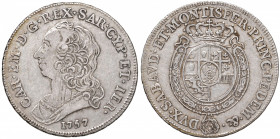 Carlo Emanuele III (1730-1773) Mezzo scudo 1757 - Nomisma 161 AG (g 17,50) R Modeste macchie
