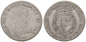 Carlo Emanuele III (1730-1773) Quarto di scudo 1756 - Nomisma 178 AG (g 8,53) Graffietti al D/