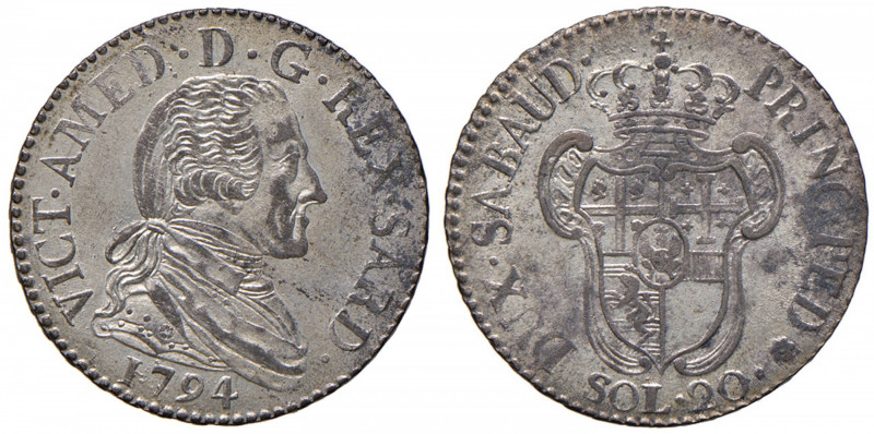 Vittorio Amedeo III (1773-1796) 20 Soldi 1794 - Nomisma 363 MI (g 4,94)