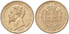 Vittorio Emanuele II (1849-1861) 20 Lire 1857 T - Nomisma 755 AU