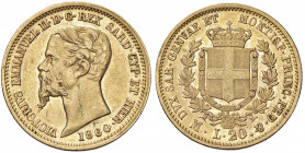Vittorio Emanuele II (1849-1861) 20 Lire 1860 M - Nomisma 761 AU R Striature e graffietti