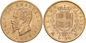 Vittorio Emanuele II (1861-1878) 20 Lire 1873 M - Nomisma 861 AU Insignificanti segnetti da contatto al D/ ma splendido esemplare