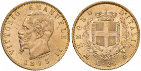 Vittorio Emanuele II (1861-1878) 20 Lire 1873 M - Nomisma 861 AU Conservazione eccezionale