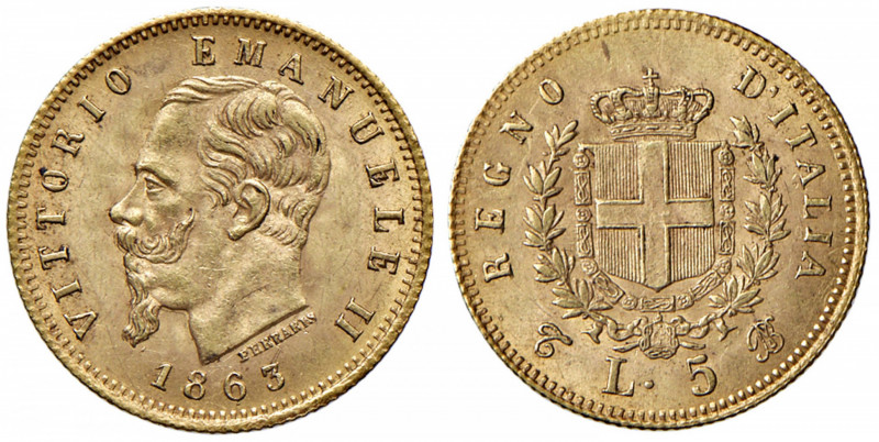 Vittorio Emanuele II (1861-1878) 5 Lire 1863 T - Nomisma 875 AU R