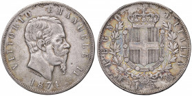 Vittorio Emanuele II (1861-1878) 5 Lire 1874 M - Nomisma 896 AG
