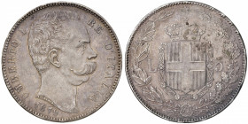 Umberto I (1878-1900) 5 Lire 1879 - Nomisma 993 AG Colpetti al bordo e minimi graffietti, leggeri depositi al R/