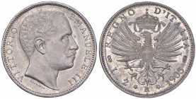 Vittorio Emanuele III (1900-1946) 2 Lire 1905 - Nomisma 1155 AG Minimi graffietti al D/