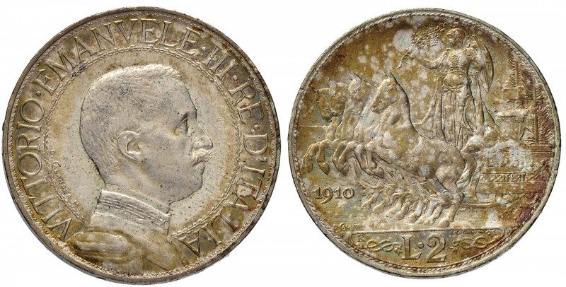 Vittorio Emanuele III (1900-1946) 2 Lire 1910 - Nomisma 1159 AG R Minimo colpett...