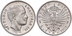 Vittorio Emanuele III (1900-1946) Lira 1907 - Nomisma 1197 AG Conservazione eccezionale con i fondi brillanti