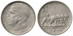 Vittorio Emanuele III (1900-1946) 50 Centesimi 1924 R - Nomisma 1240 NI RR