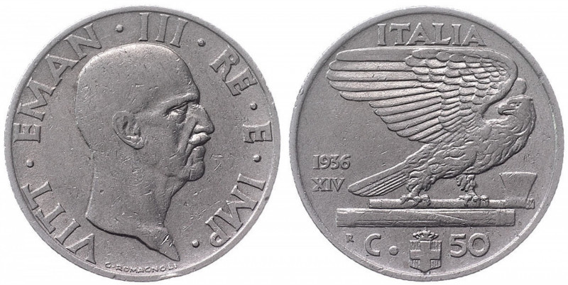 Vittorio Emanuele III (1900-1946) 50 Centesimi 1936 - Nomisma 1243 NI R Minimi s...