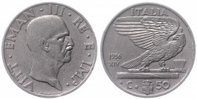 Vittorio Emanuele III (1900-1946) 50 Centesimi 1936 - Nomisma 1243 NI R Minimi segnetti