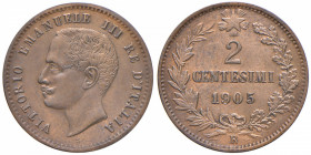 Vittorio Emanuele III (1900-1946) 2 Centesimi 1905 - Nomisma 1378 CU Difetti di coniazione al D/