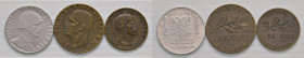 Vittorio Emanuele III (1900-1946) Albania - 0,20 Lek 1939, 0,10 Lek 1940 e 0,05 Lek 1940 - Lotto di tre monete, graffietti nella prima