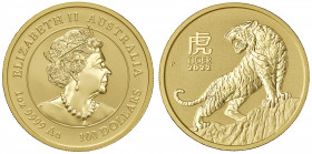 AUSTRALIA Elisabetta (1952-) 100 Dollari 2022 Tiger - AU (g 31,12 tit. 999)