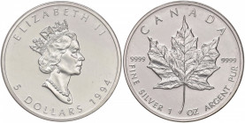 CANADA Elisabetta II (1952-) 5 Dollari 1992 - KM 187 AG In bustina originale