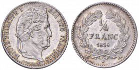 FRANCIA Luigi Filippo (1830-1848) Quarto di franco 1834 A - Gad. 355; KM 740.1 AG (g 1,25) Piccoli graffietti al D/