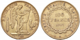 FRANCIA 100 Franchi 1907 - AU (g 31,93)