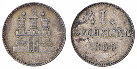 GERMANIA Amburgo Sechsling 1855 - KM 585 AG (g 0,77)