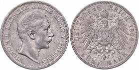 GERMANIA Prussia - Guglielmo II (1888-1918) 5 Marchi 1904 A - KM 523 AG (g 27,67)