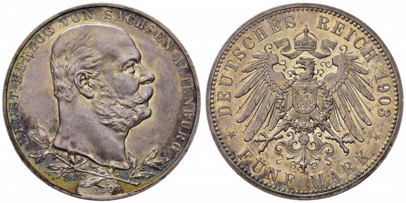 GERMANIA Sassonia Altenburg - Ernst I (1853-1908) 5 Marchi 1903 Cinquantenario -...