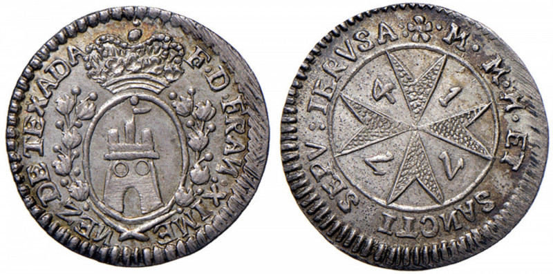 MALTA Francisco Ximenex de Texada (1773-1775) 2 Tarì 1774 - RS 27 AG (g 1,95) Sp...