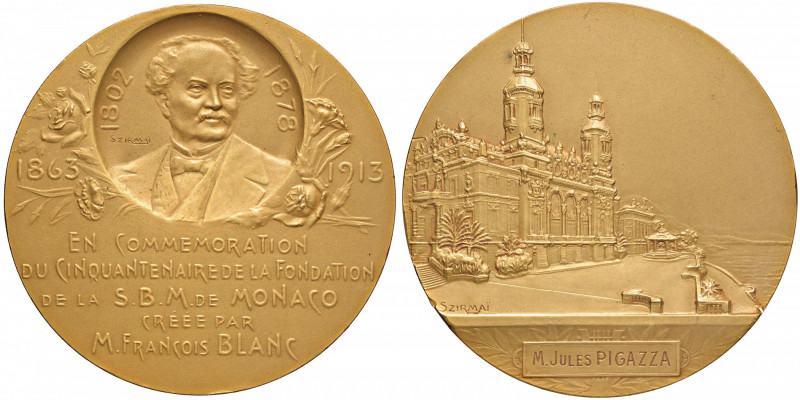 MONACO Medaglia 1913 50° anniversario della fondazione de la S.B.M di Monaco - O...