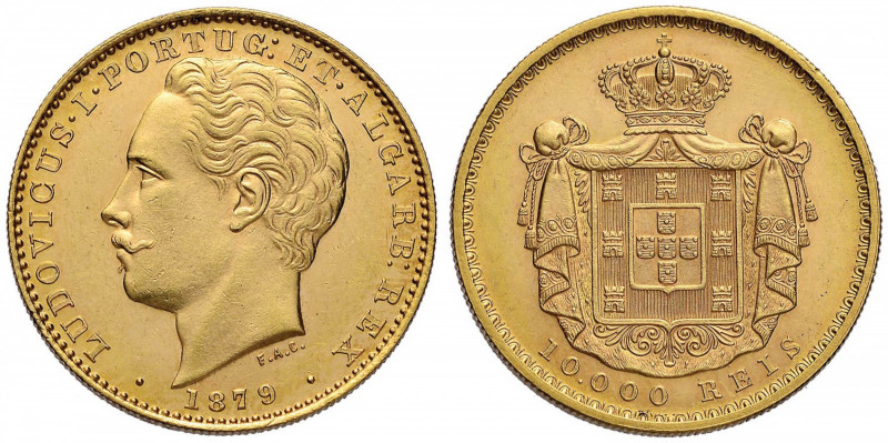 PORTOGALLO Luigi I (1861-1889) 10.000 Reis 1879 - Fr. 152 AU (g 17,70)