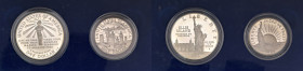 USA Dollaro e half dollar 1986 - KM 214 e 212 AG/NI Dittico proof in scatola originale e certificato