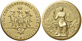 Medaglia 1966 il Friuli nel centenario dell’unione all’Italia - Opus: Johnson - AU (g 30,17 - Ø 40 mm) Marcata 750