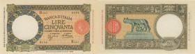 Banca d’Italia 50 Lire Lupetta (F.ascio) Roma H115 8154 - 1° tipo. - Rif. Gigante BI6F