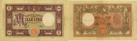 Banca d’Italia 1.000 Lire 06/02/1943 X8 029100 - Pesante piega in quattro e strappi