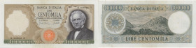 Banca d’Italia 100.000 lire Alessandro Manzoni (con fibrille) X 018059 X - Rif. Gigante BI82B2 Modeste pieghe