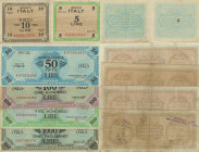AM Lire - Lotto 6 banconote in serie completa bilingue, da esaminare