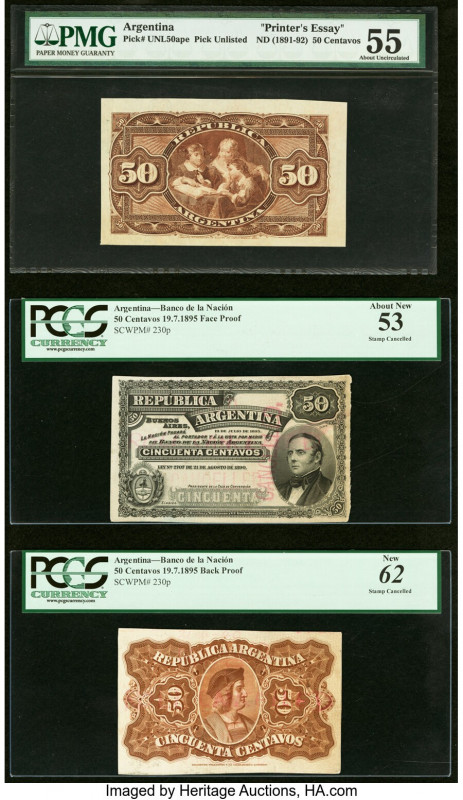 Argentina Republica Argentina 50 Centavos ND (1891-92); 19.7.1895 (2) Pick UNL50...