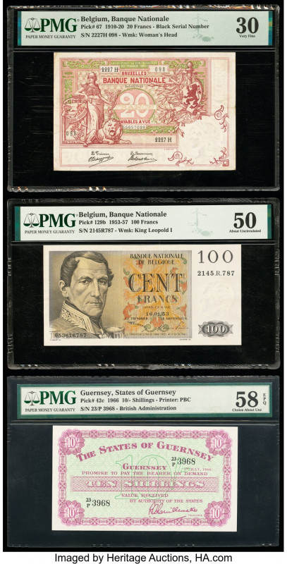 Belgium, Guernsey & Italy Group Lot of 5 Examples PMG Choice About Unc 58 EPQ; A...