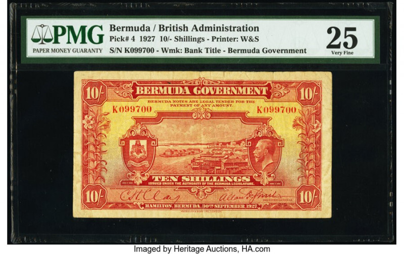Bermuda Bermuda Government 10 Shillings 30.9.1927 Pick 4 PMG Very Fine 25. 

HID...
